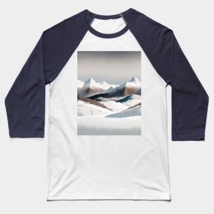 Modern Scandinavian Art Minimalist Winter Sports Snow Mountain Baseball T-Shirt